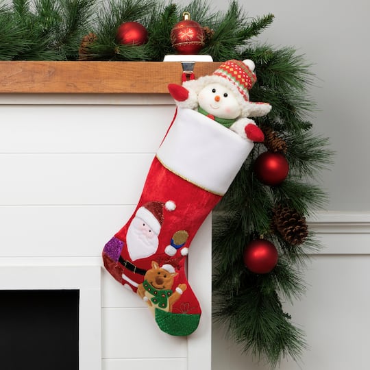 20.5" Santa Claus, Reindeer & Glitter Presents Christmas Stocking